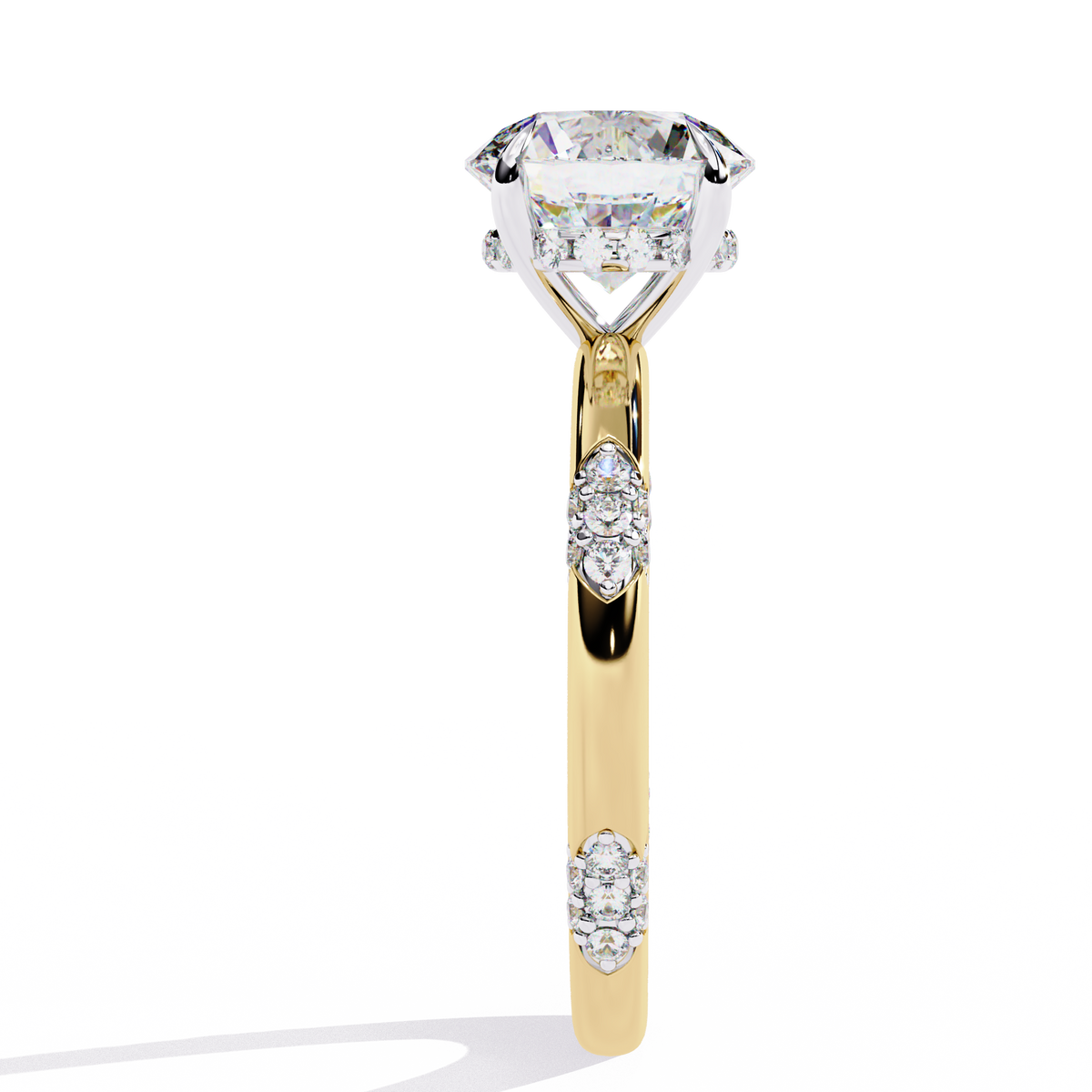 Reverra 14K Round Diamond Engagement Ring Modern Design, CTTW-2.85