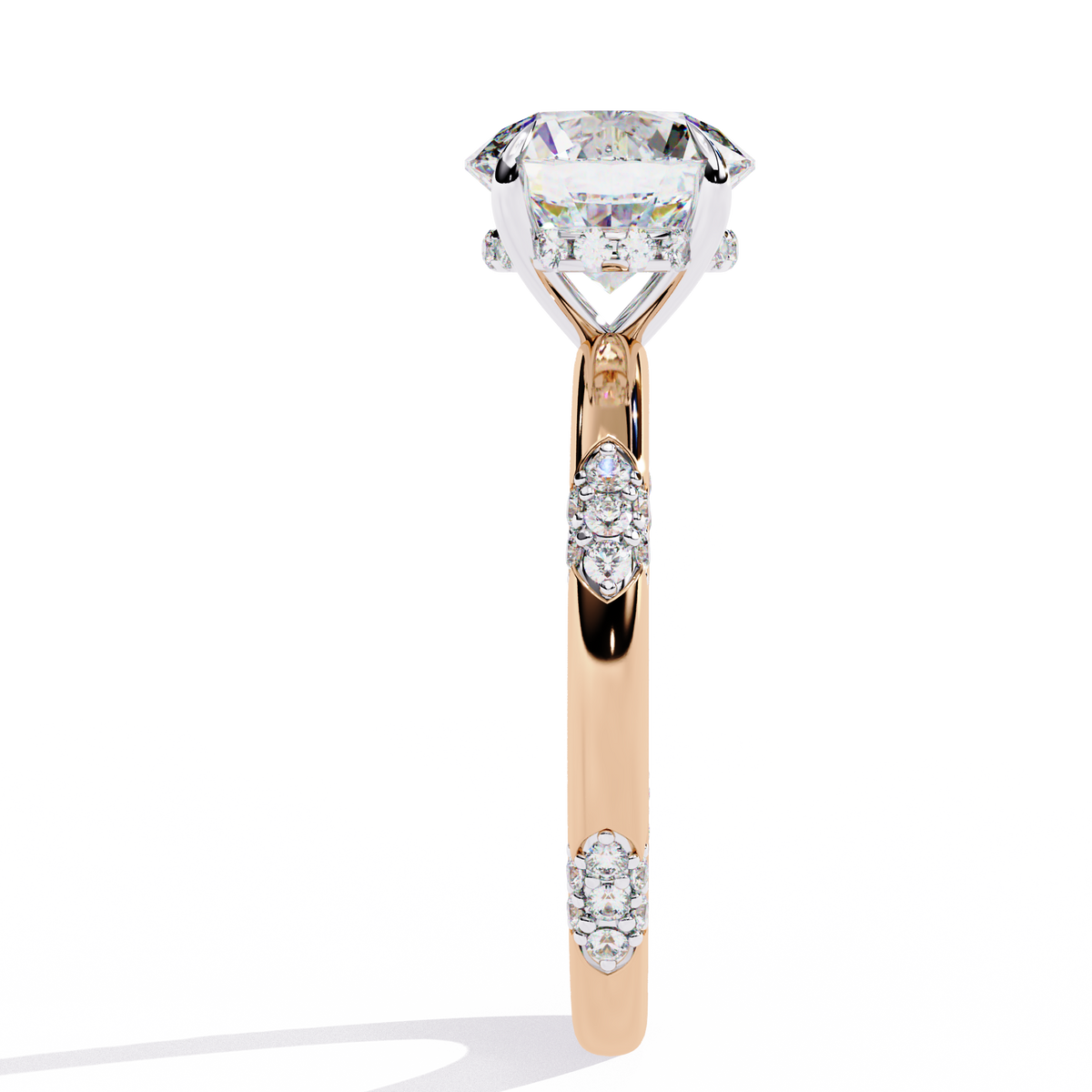 Reverra 14K Round Diamond Engagement Ring Modern Design, CTTW-2.85