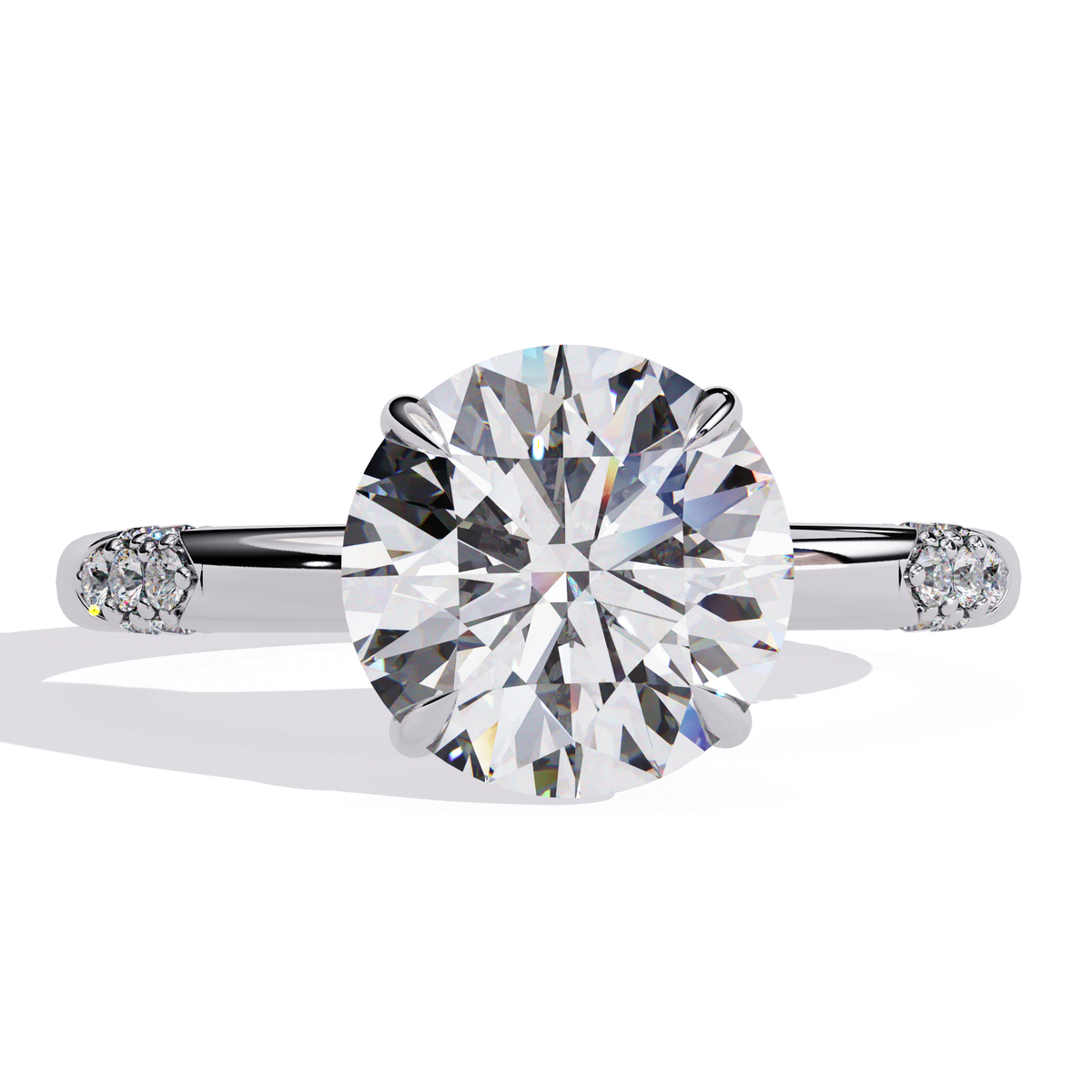 Reverra 14K Round Diamond Engagement Ring Modern Design, CTTW-2.85
