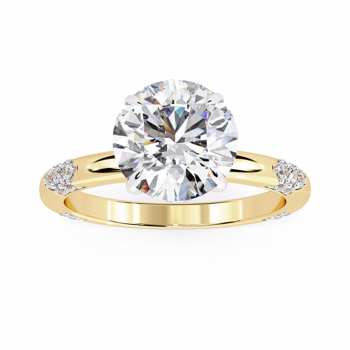 Reverra 14K Gold Round Lab Grown Diamond Modern Design Engagement Ring for Women, CTTW-2.85
