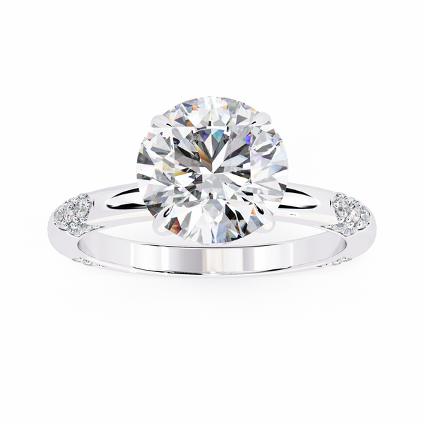 Reverra 14K Gold Round Lab Grown Diamond Modern Design Engagement Ring for Women, CTTW-2.85