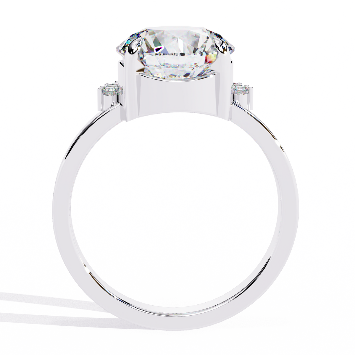 Reverra 14K Round Diamond Engagement Ring Halo Style, CTTW-3.57