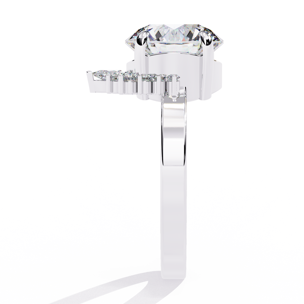 Reverra 14K Round Diamond Engagement Ring Halo Style, CTTW-3.57