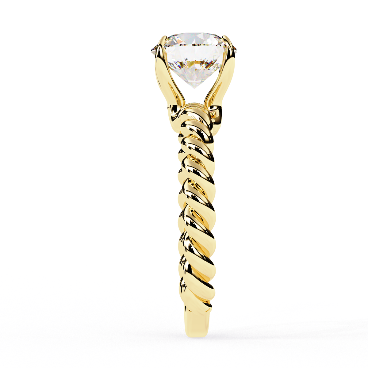 Reverra 14K Gold Round Lab Grown Diamond Twisted Band Engagement Ring for Women, CTTW-1.92