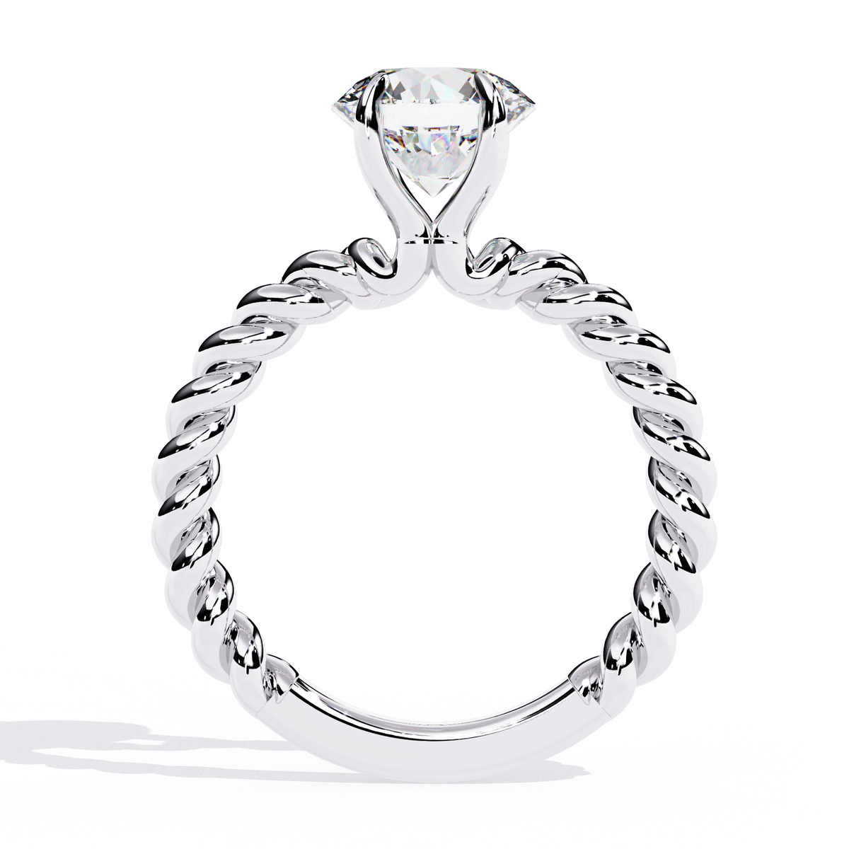 Reverra 14K Gold Round Lab Grown Diamond Twisted Band Engagement Ring for Women, CTTW-1.92