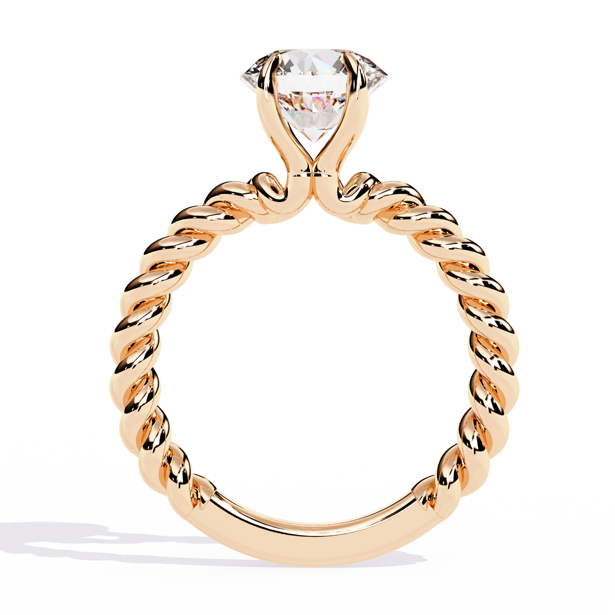 Reverra 14K Gold Round Lab Grown Diamond Twisted Band Engagement Ring for Women, CTTW-1.92