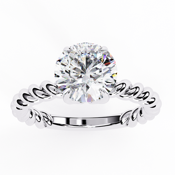 Reverra 14K Gold Round Lab Grown Diamond Twisted Band Engagement Ring for Women, CTTW-1.92