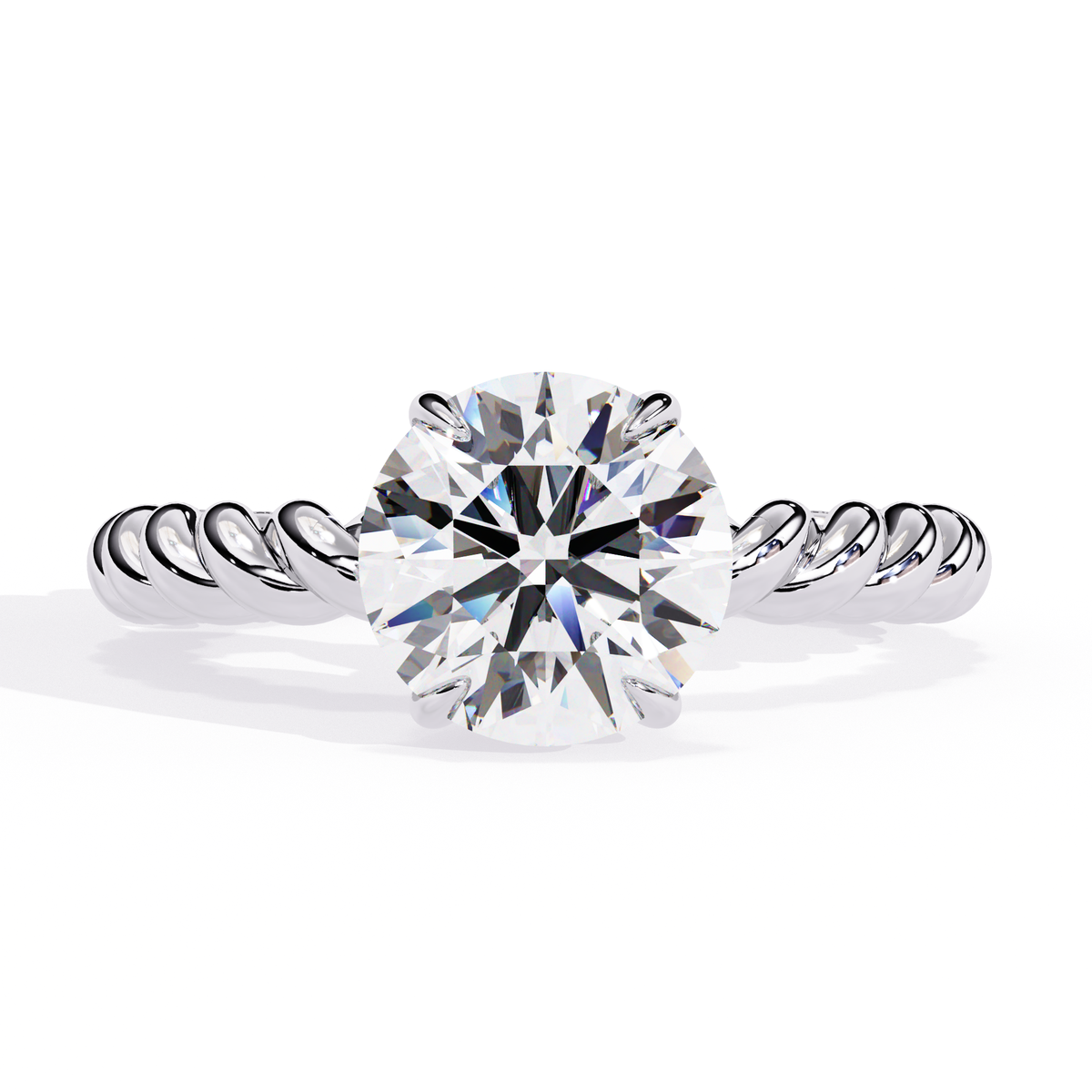 Reverra 14K Gold Round Lab Grown Diamond Twisted Band Engagement Ring for Women, CTTW-1.92