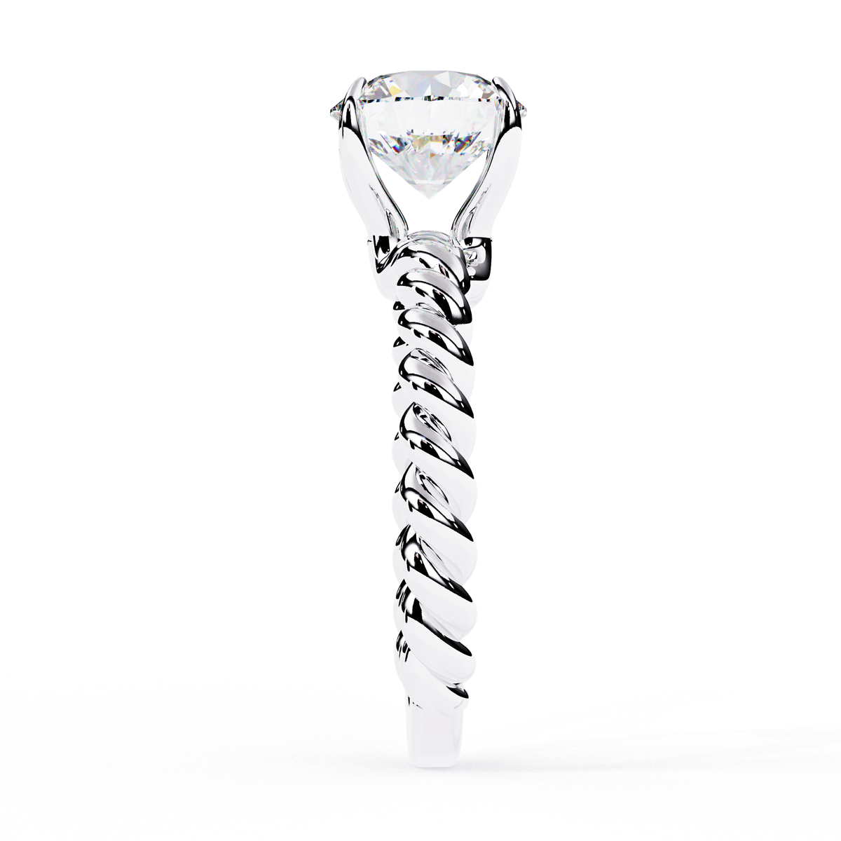 Reverra 14K Gold Round Lab Grown Diamond Twisted Band Engagement Ring for Women, CTTW-1.92