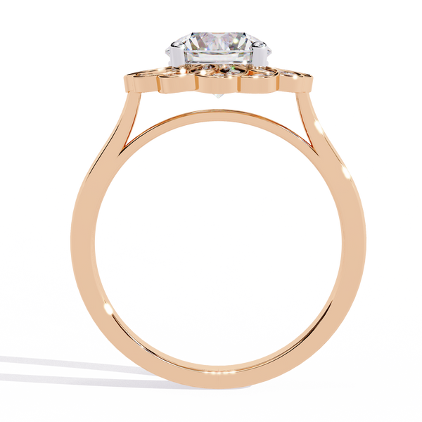 Reverra 14K Gold Round Lab Grown Diamond Floral Halo Engagement Ring for Women, CTTW-1.61
