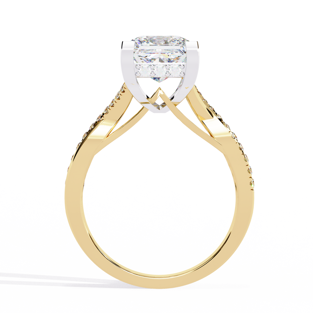 Reverra 14K Princess Diamond Engagement Ring Split Shank, CTTW-2.68