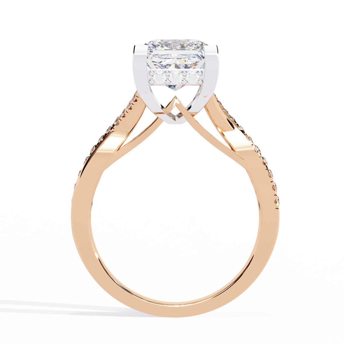 Reverra 14K Princess Diamond Engagement Ring Split Shank, CTTW-2.68