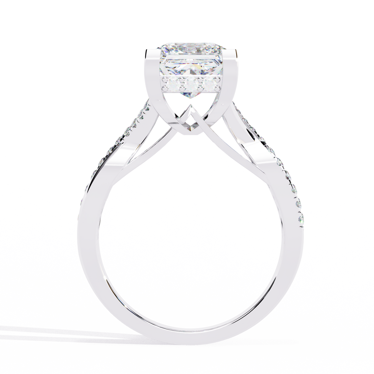 Reverra 14K Princess Diamond Engagement Ring Split Shank, CTTW-2.68