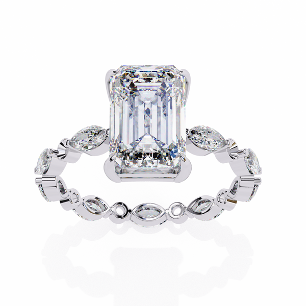 Reverra 14K Gold Radiant, Marquise & Round Lab Grown Diamond Marquise Band Engagement Ring for Women, CTTW-3.64