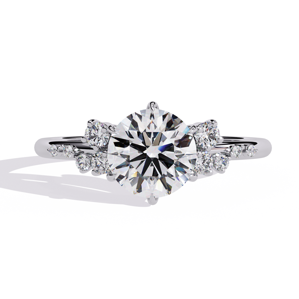 Reverra 14K Round Diamond Engagement Ring Cluster Accents, CTTW-1.37