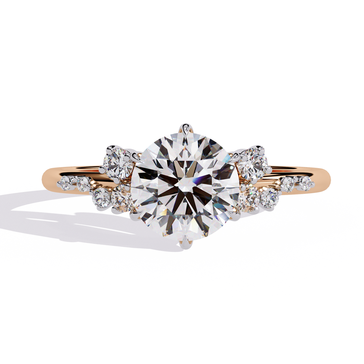 Reverra 14K Round Diamond Engagement Ring Cluster Accents, CTTW-1.37