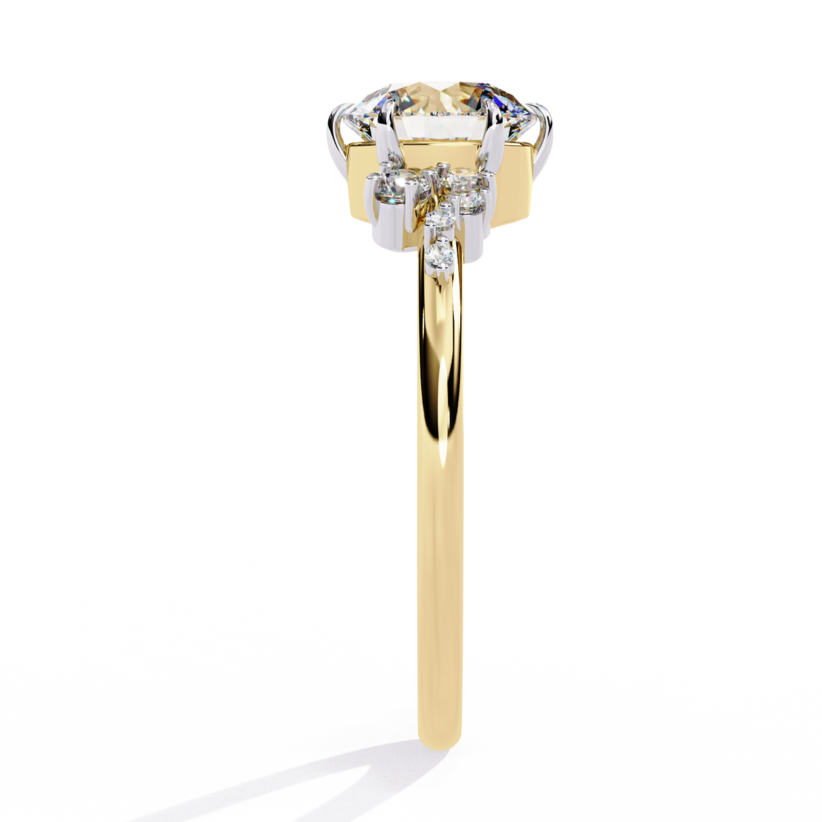 Reverra 14K Round Diamond Engagement Ring Cluster Accents, CTTW-1.37