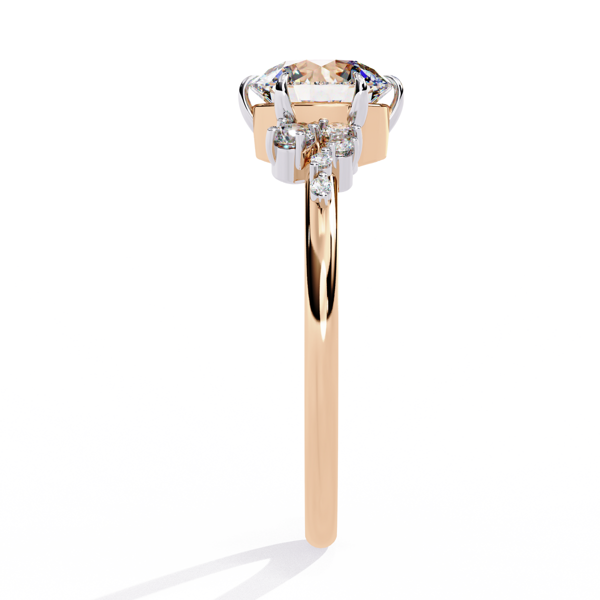 Reverra 14K Round Diamond Engagement Ring Cluster Accents, CTTW-1.37