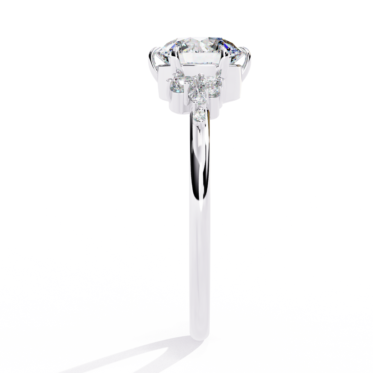 Reverra 14K Round Diamond Engagement Ring Cluster Accents, CTTW-1.37