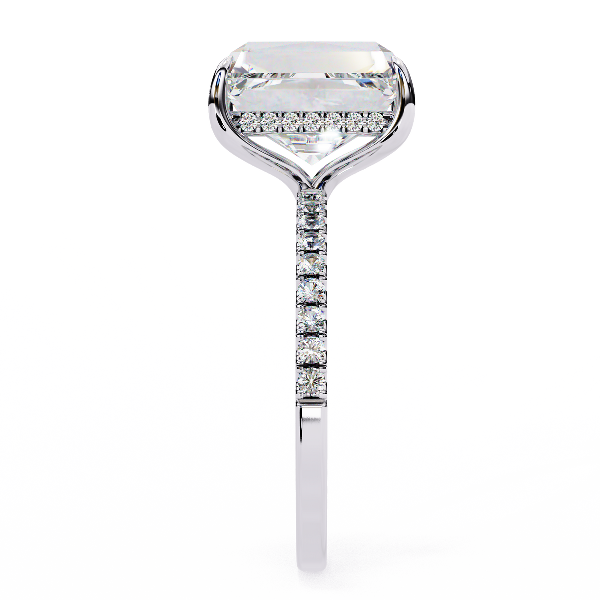 Reverra 14K Emerald Diamond Engagement Ring Hidden Halo, CTTW-2.8