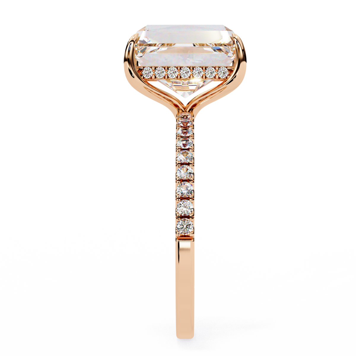 Reverra 14K Emerald Diamond Engagement Ring Hidden Halo, CTTW-2.8