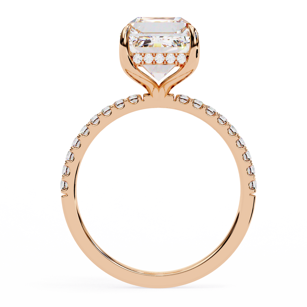 Reverra 14K Emerald Diamond Engagement Ring Hidden Halo, CTTW-2.8