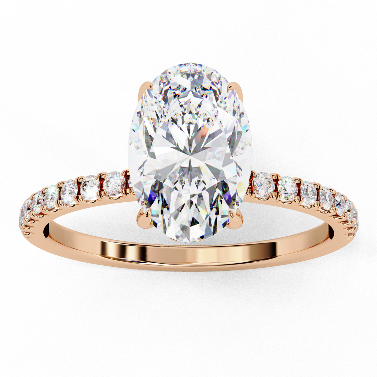 Reverra 14K Gold Oval & Round Lab Grown Diamond Hidden Halo Engagement Ring for Women, CTTW-1.44