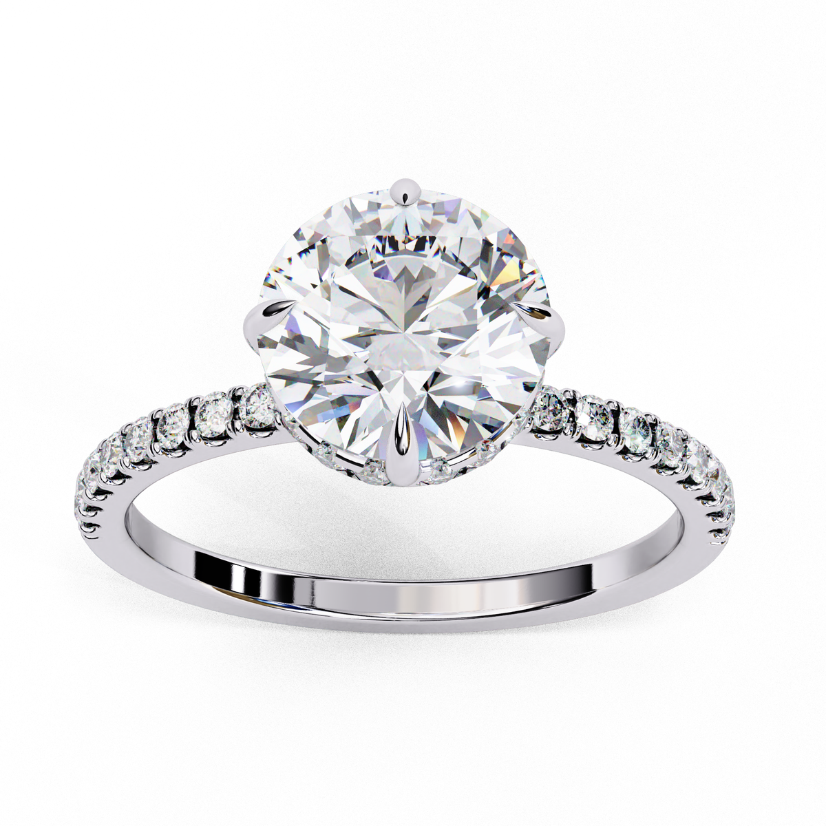Reverra 14K Round Diamond Engagement Ring Hidden Halo, CTTW-2.67