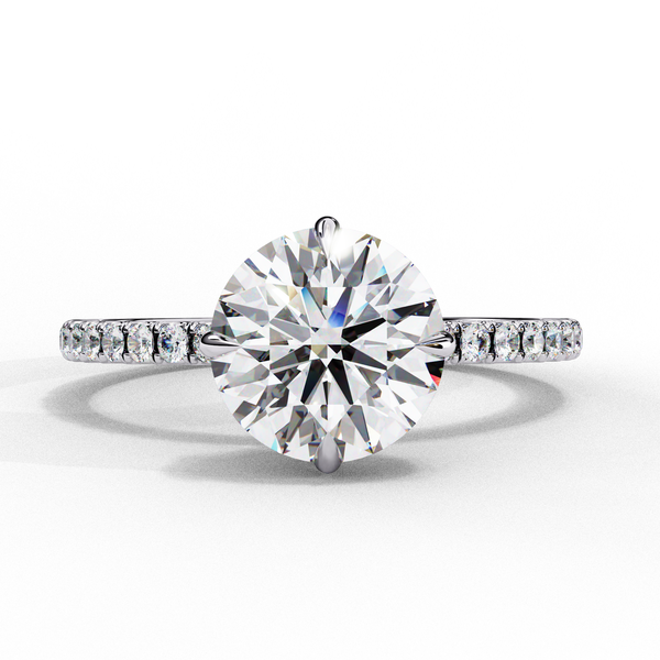 Reverra 14K Gold Round Lab Grown Diamond Hidden Halo Engagement Ring for Women, CTTW-2.67