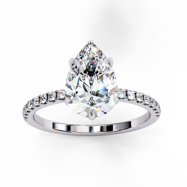 Reverra 14K Gold Pear & Round Lab Grown Diamond Hidden Halo Engagement Ring for Women, CTTW-2.09