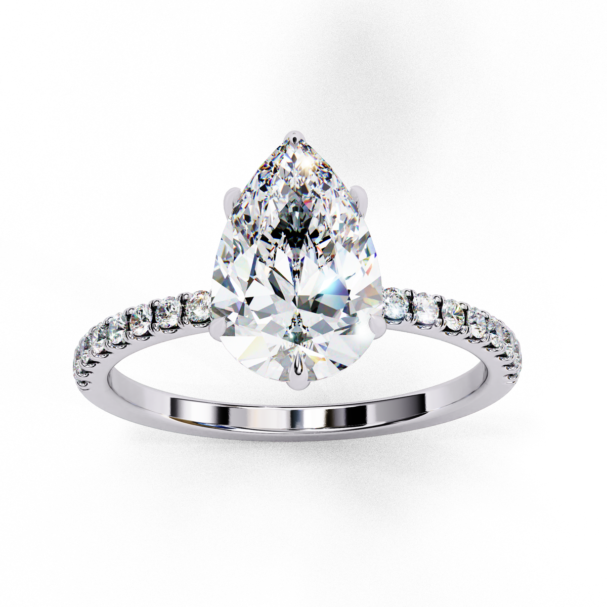 Reverra 14K Pear Diamond Engagement Ring Hidden Halo, CTTW-2.09