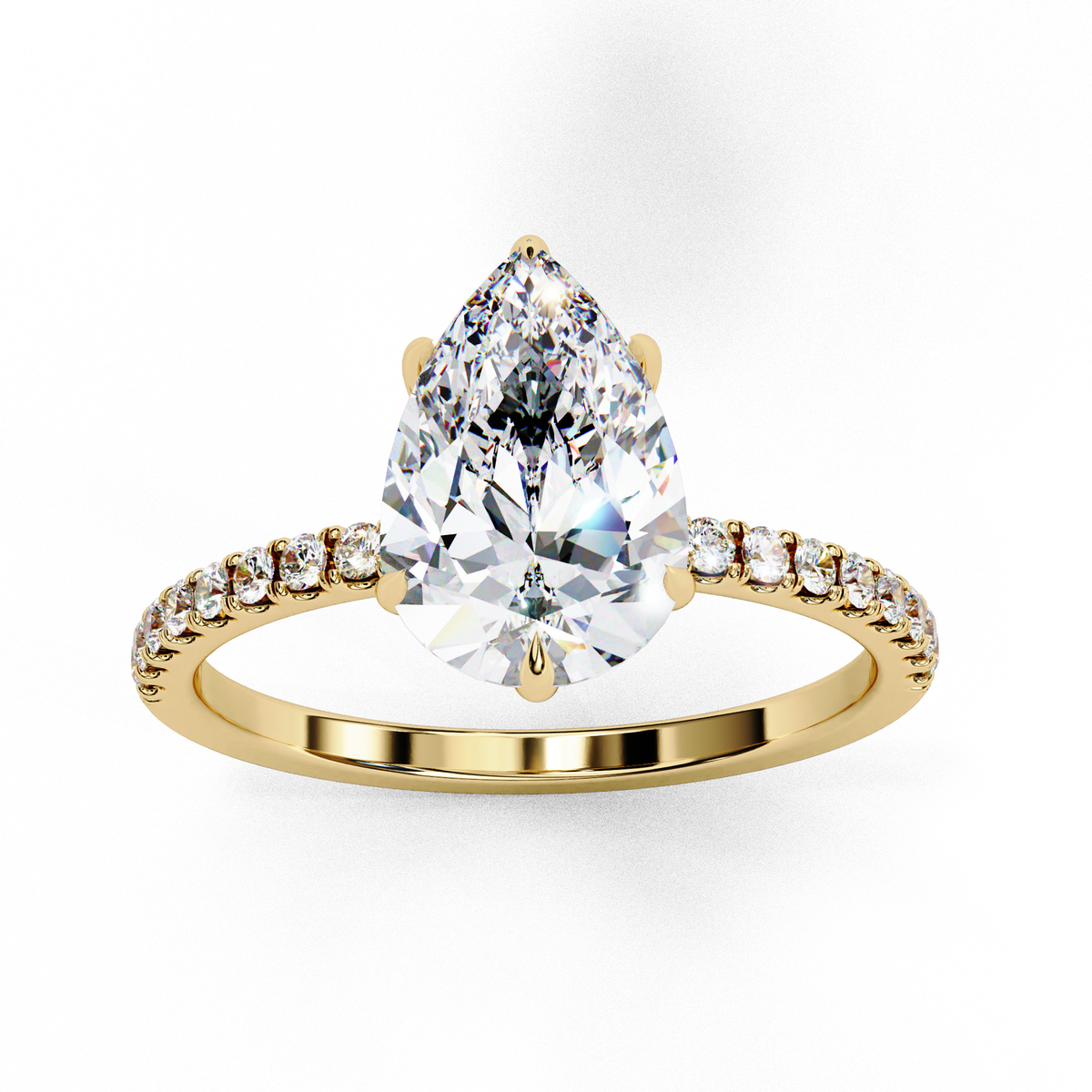 Reverra 14K Pear Diamond Engagement Ring Hidden Halo, CTTW-2.09