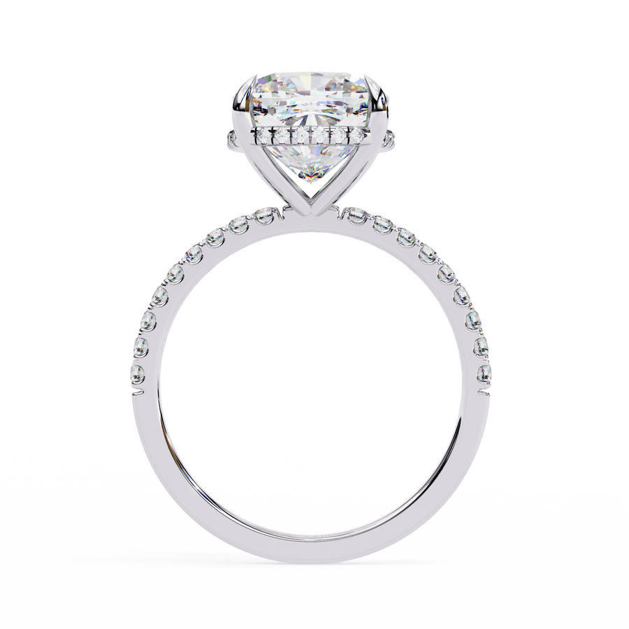 Reverra 14K Gold Cushion & Round Lab Grown Diamond Hidden Halo Engagement Ring for Women, CTTW-3.53