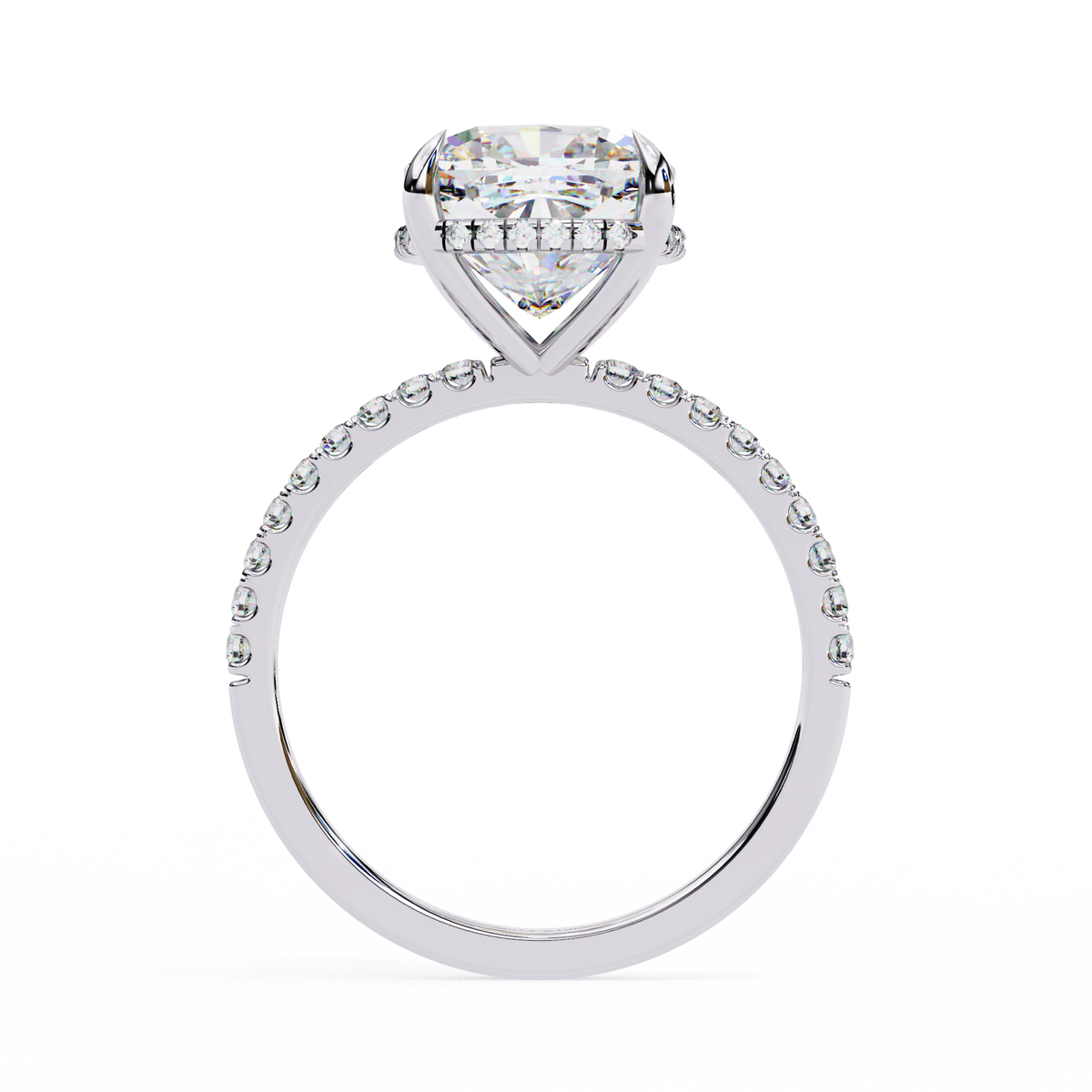 Reverra 14K Cushion Diamond Engagement Ring Hidden Halo, CTTW-3.53