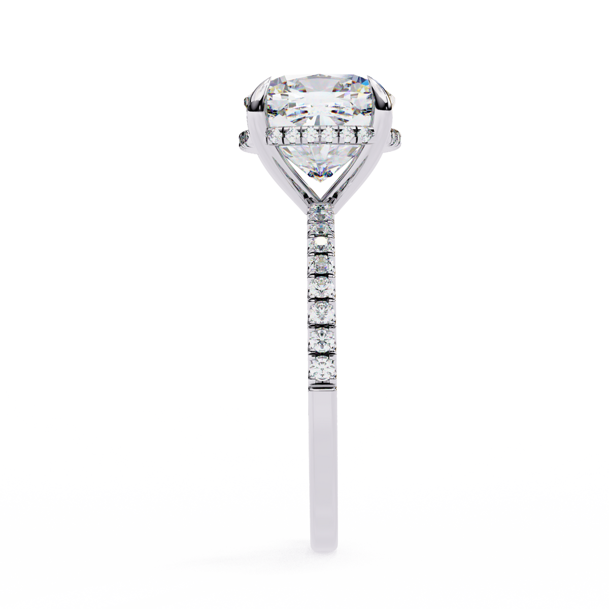 Reverra 14K Cushion Diamond Engagement Ring Hidden Halo, CTTW-3.53