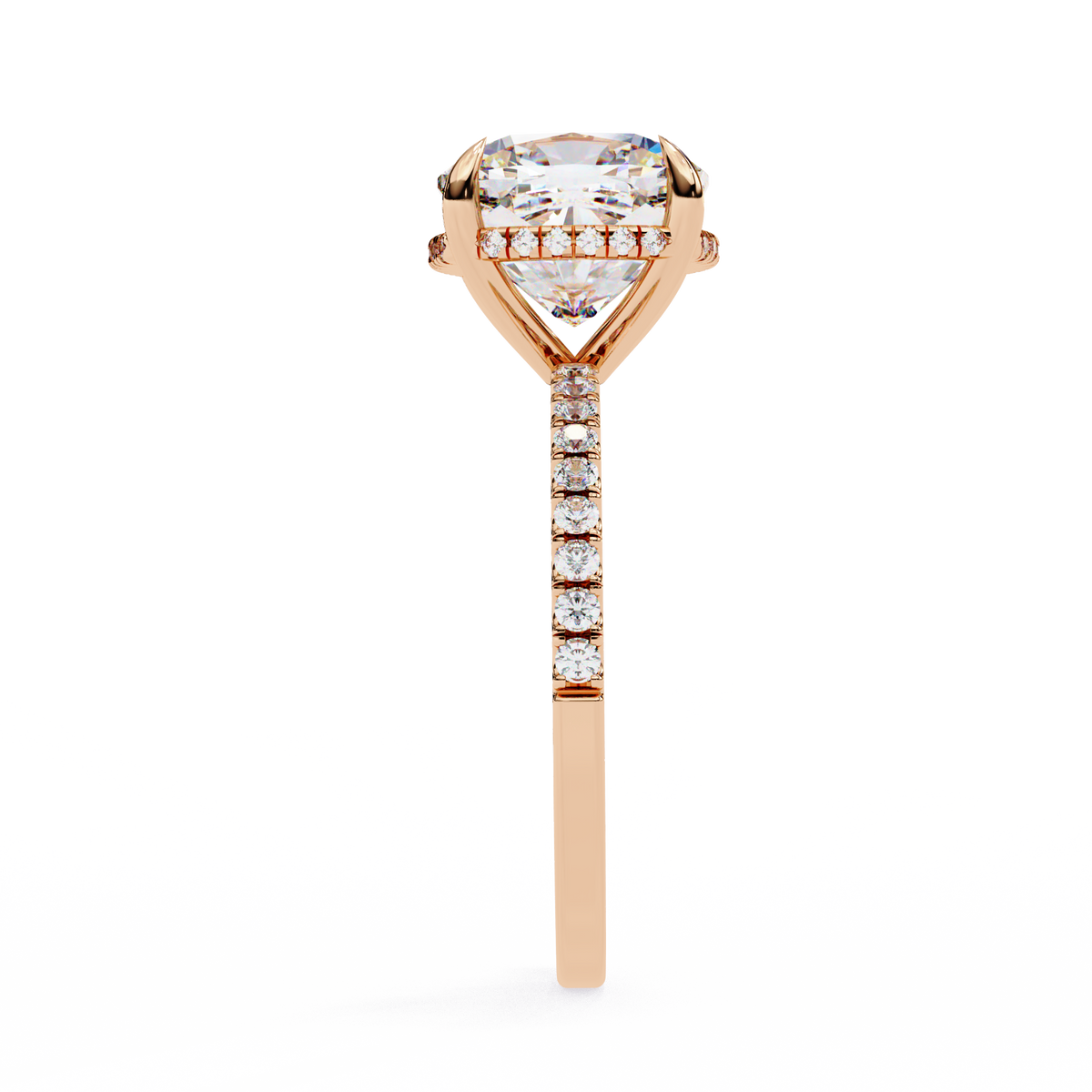 Reverra 14K Cushion Diamond Engagement Ring Hidden Halo, CTTW-3.53