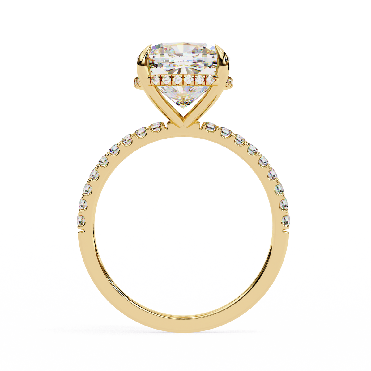 Reverra 14K Cushion Diamond Engagement Ring Hidden Halo, CTTW-3.53