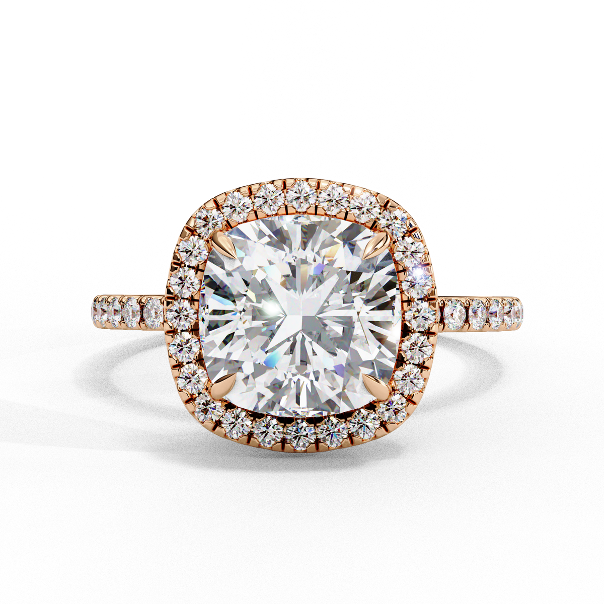 Reverra 14K Cushion Halo Diamond Engagement Ring, CTTW-2.09