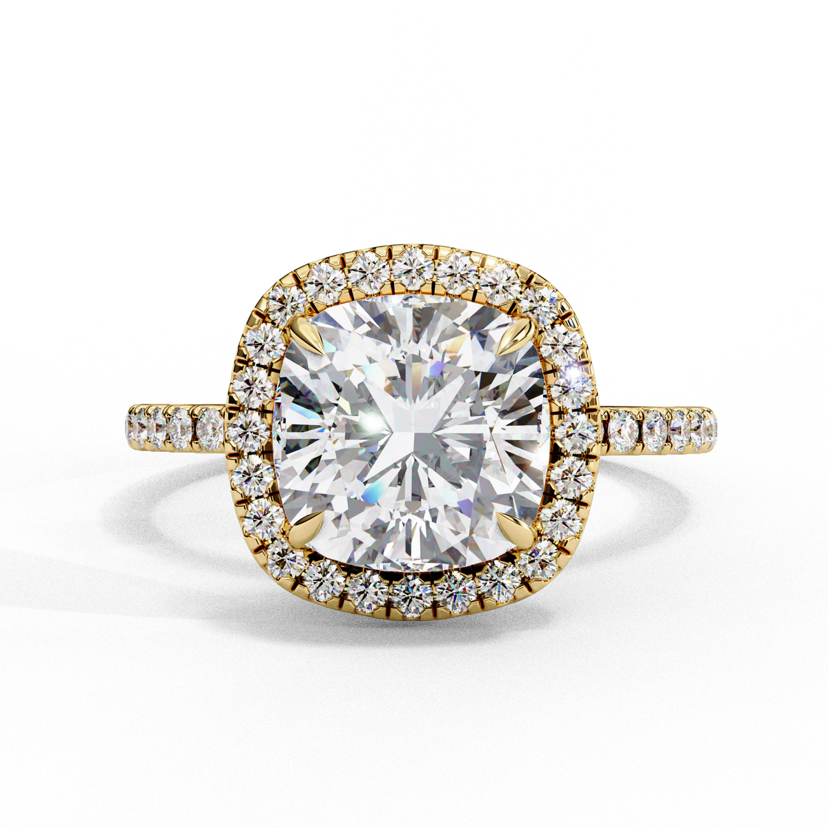 Reverra 14K Cushion Halo Diamond Engagement Ring, CTTW-2.09