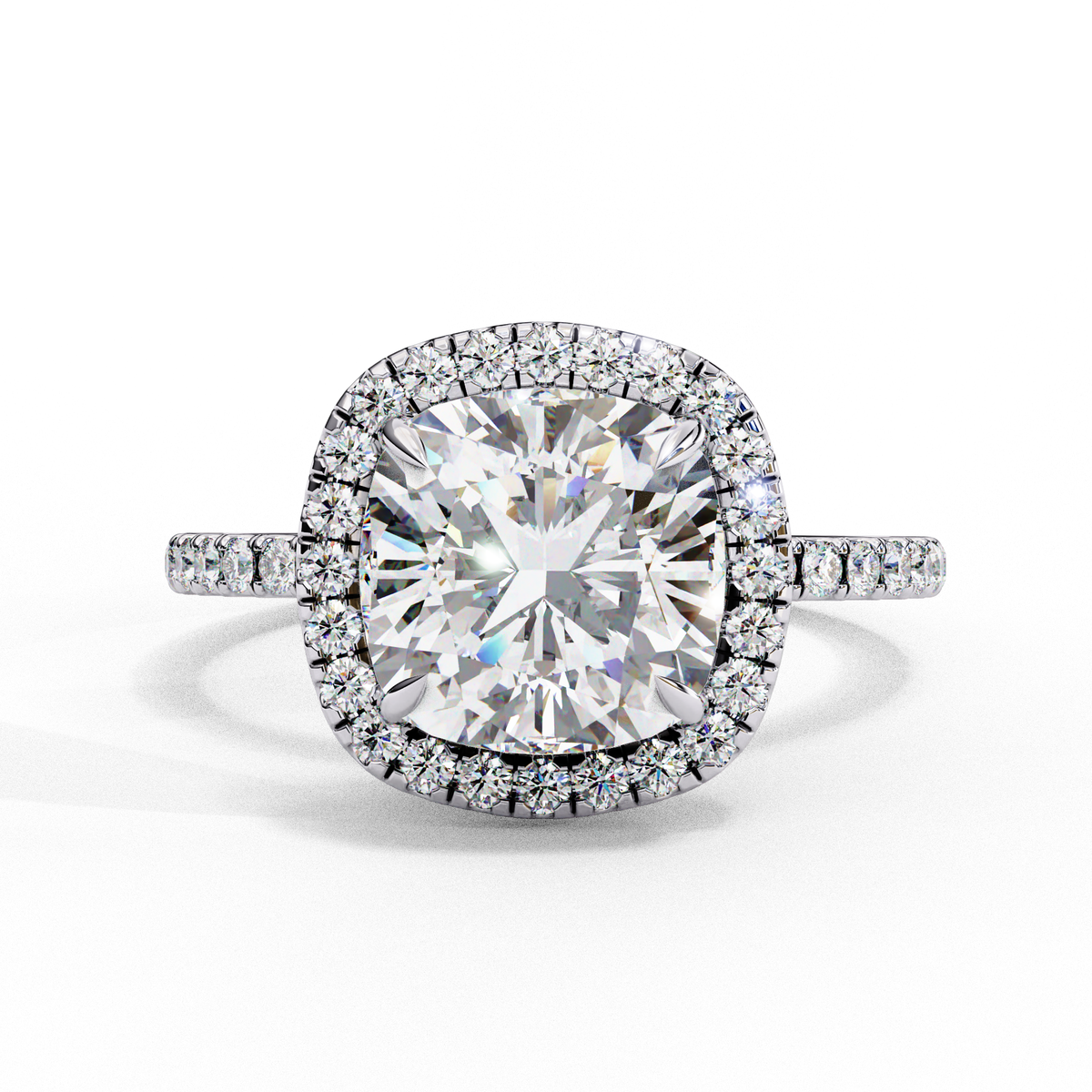 Reverra 14K Cushion Halo Diamond Engagement Ring, CTTW-2.09