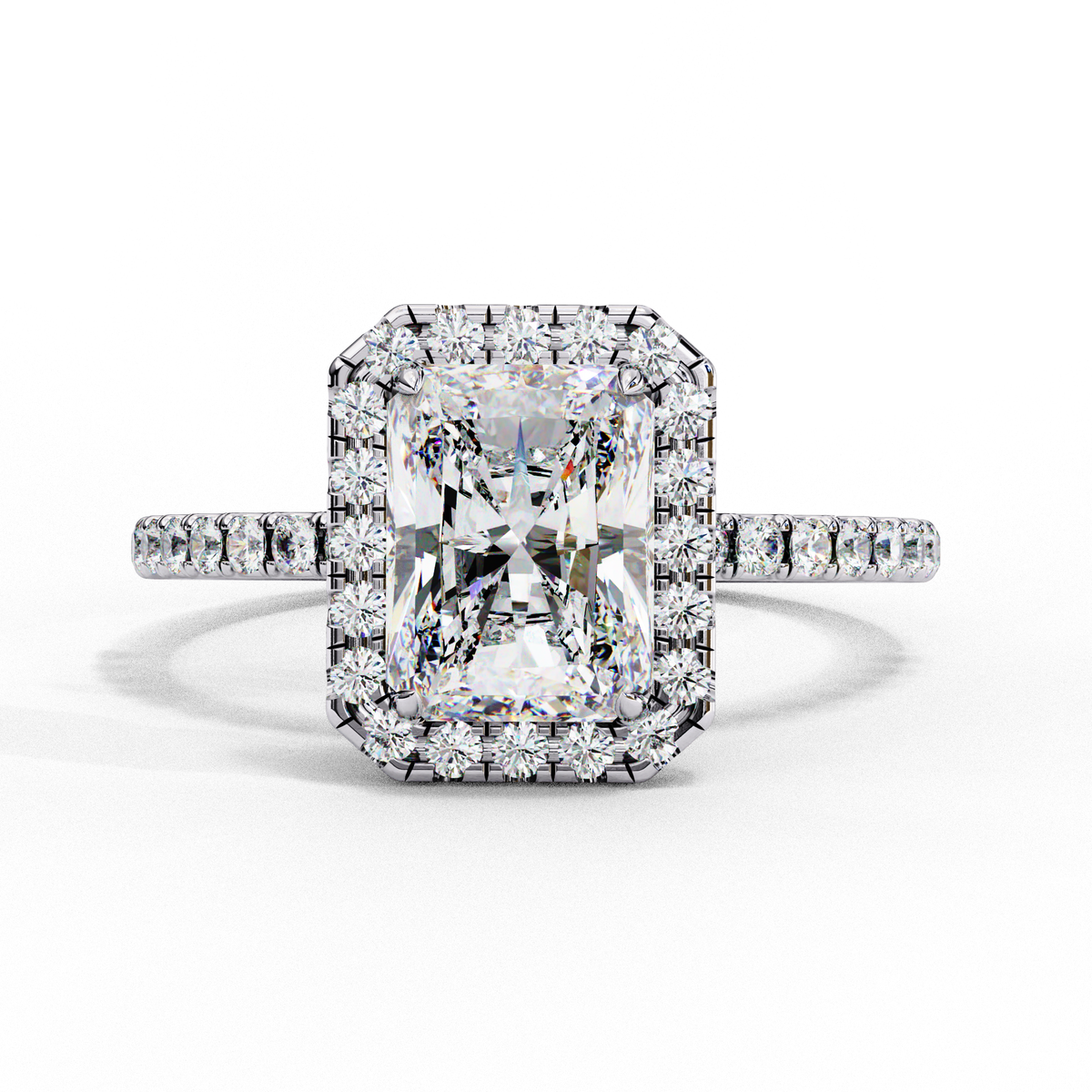 Reverra 14K Radiant Halo Diamond Engagement Ring, CTTW-2.92