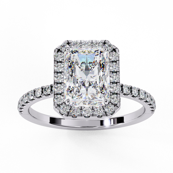 Reverra 14K Gold Radiant & Round Lab Grown Diamond Engagement Ring for Women, CTTW-2.92