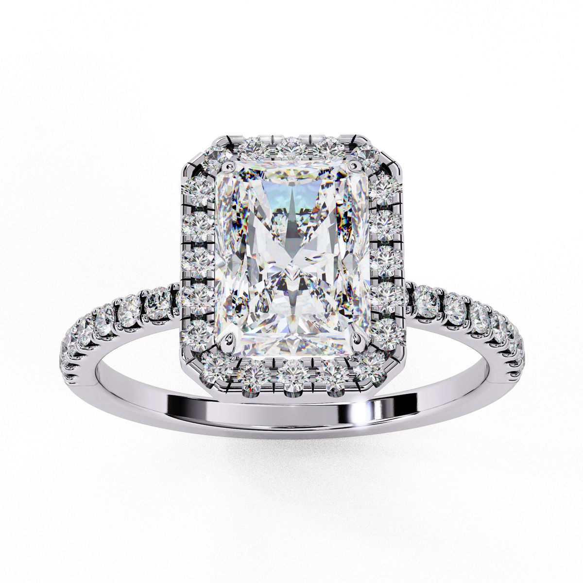 Reverra 14K Radiant Halo Diamond Engagement Ring, CTTW-2.92