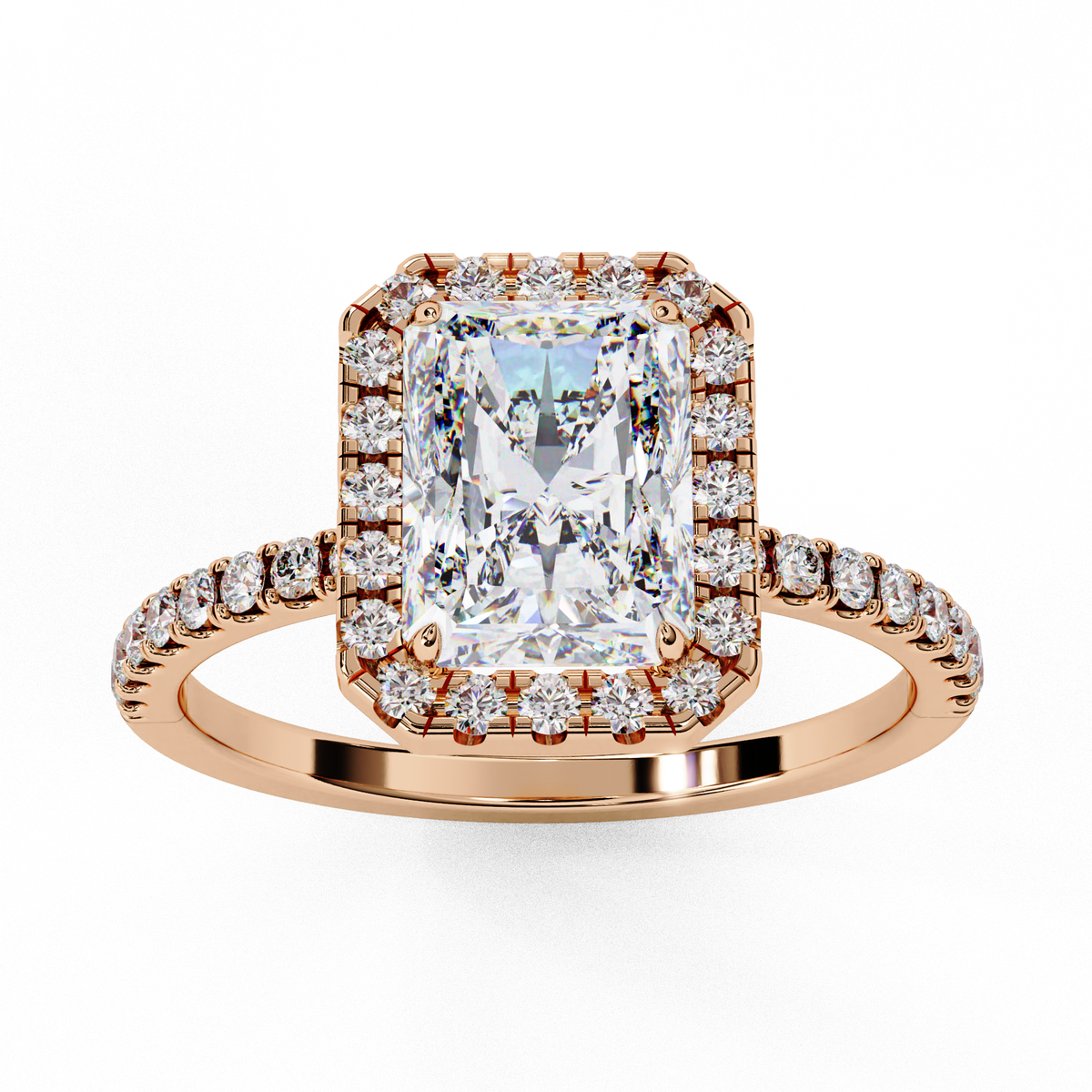 Reverra 14K Radiant Halo Diamond Engagement Ring, CTTW-2.92