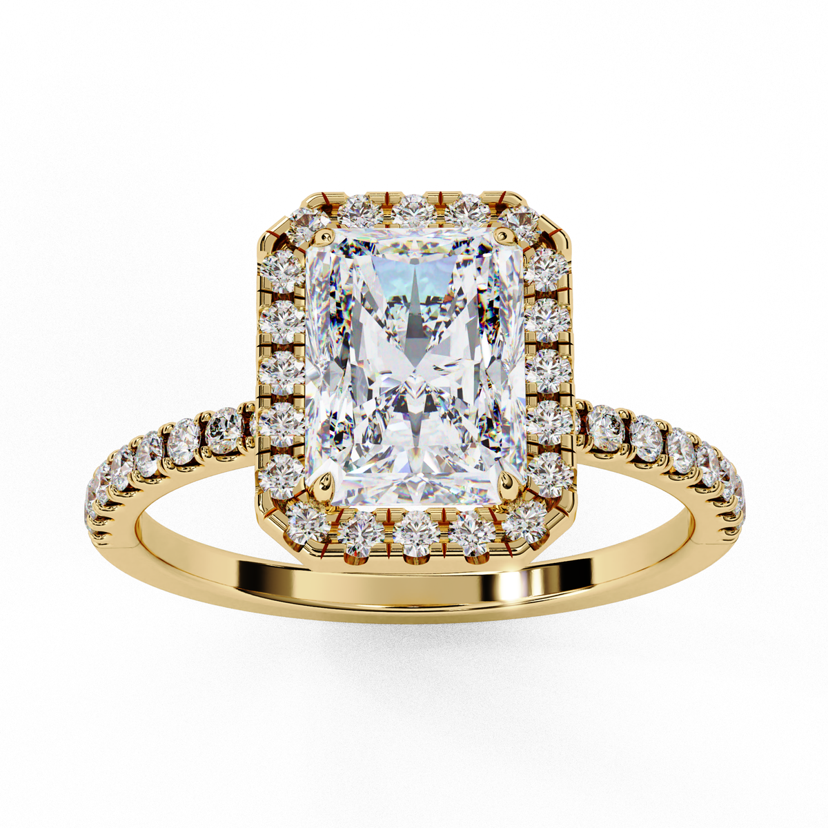 Reverra 14K Radiant Halo Diamond Engagement Ring, CTTW-2.92