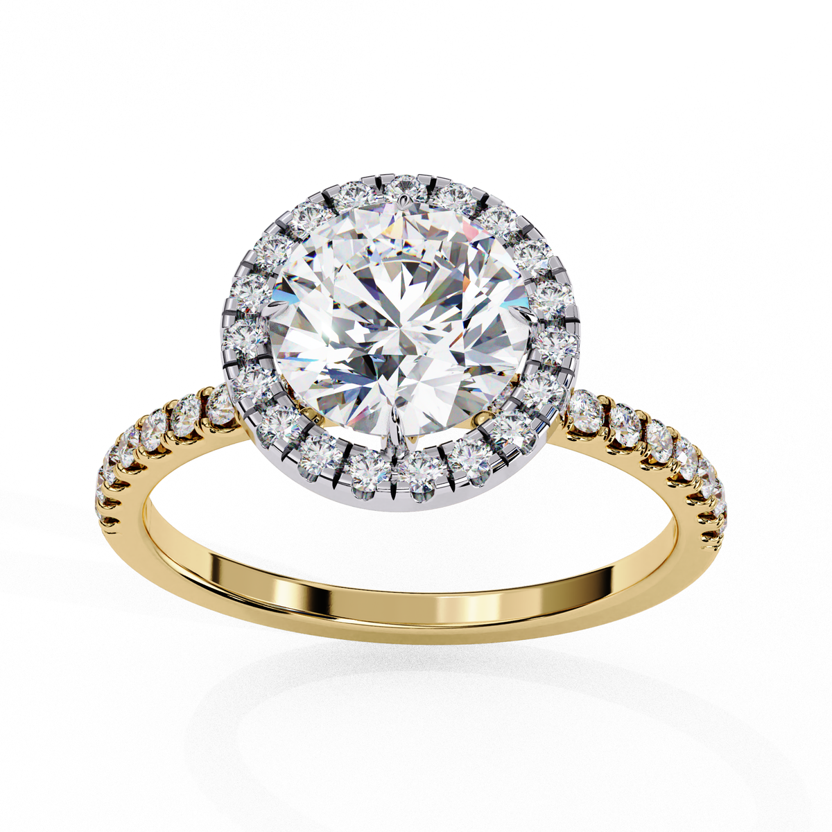 Reverra 14K Gold Round Lab Grown Diamond Engagement Ring for Women, CTTW-1.87