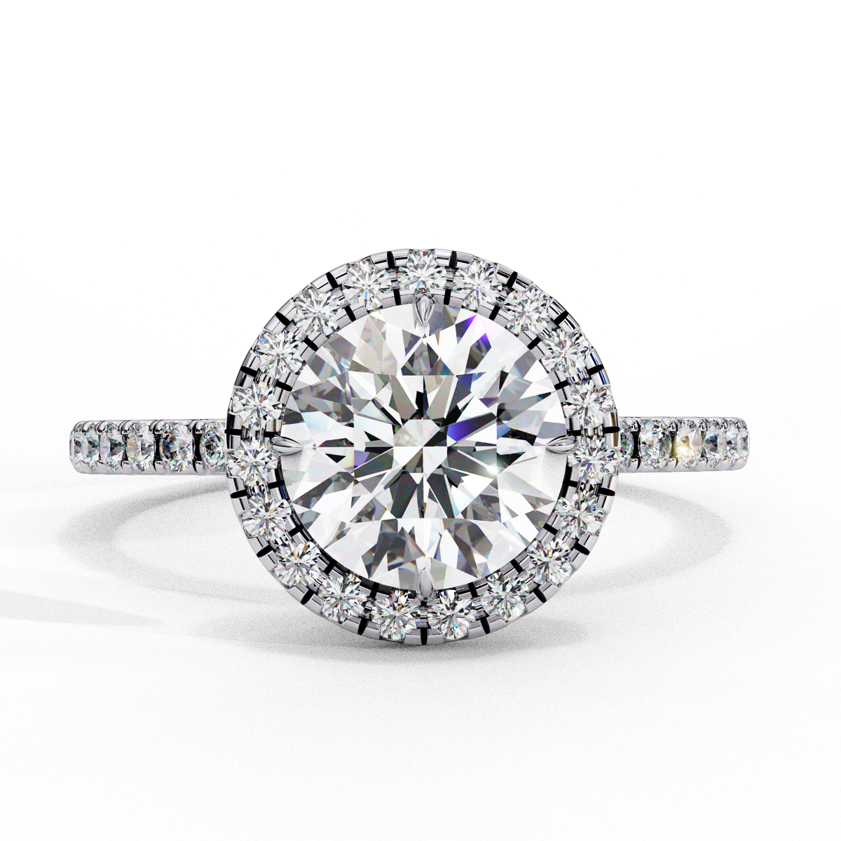 Reverra 14K Round Halo Diamond Engagement Ring, CTTW-1.87