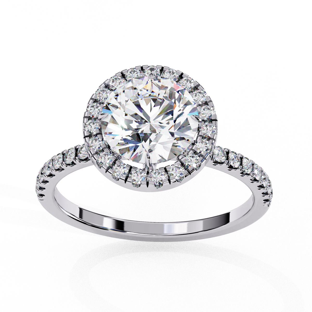Reverra 14K Round Halo Diamond Engagement Ring, CTTW-1.87