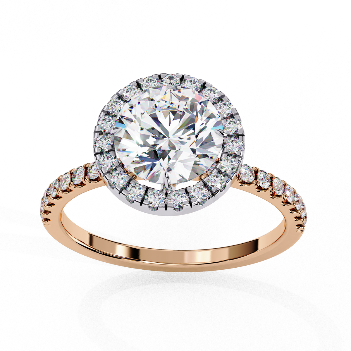 Reverra 14K Gold Round Lab Grown Diamond Engagement Ring for Women, CTTW-1.87