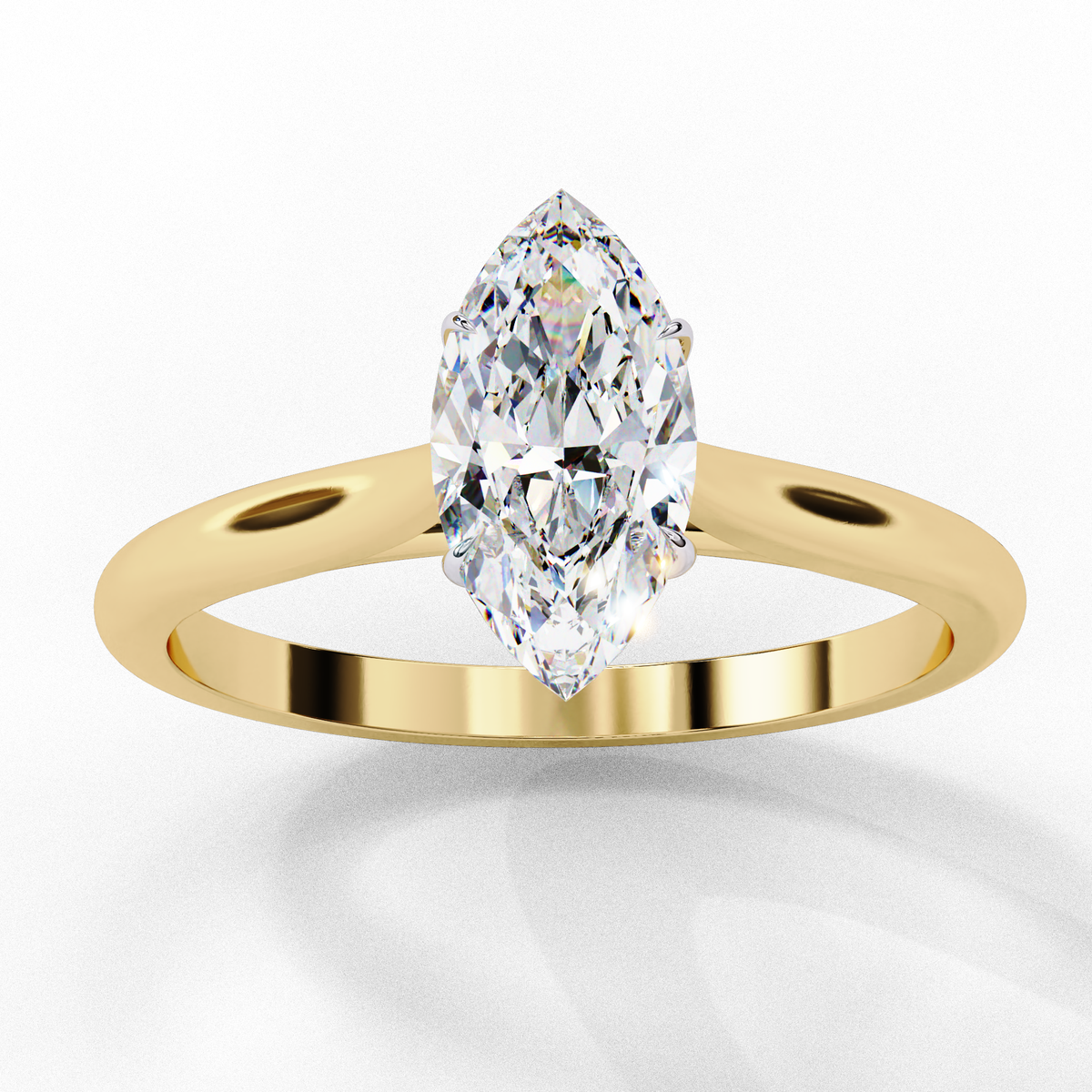 Reverra 14K Gold Marquise Lab Grown Diamond Solitaire Engagement Ring for Women, CTTW-0.82